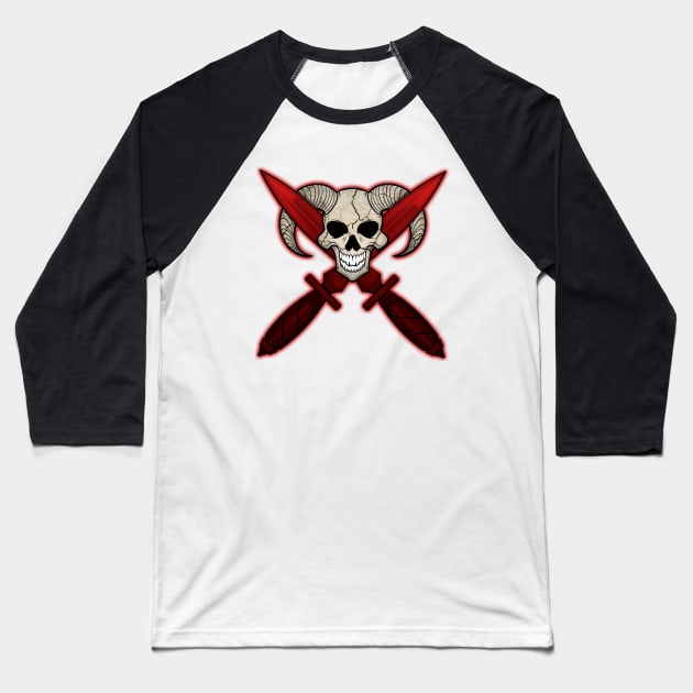 Skull Badge Baseball T-Shirt by Bluddshed